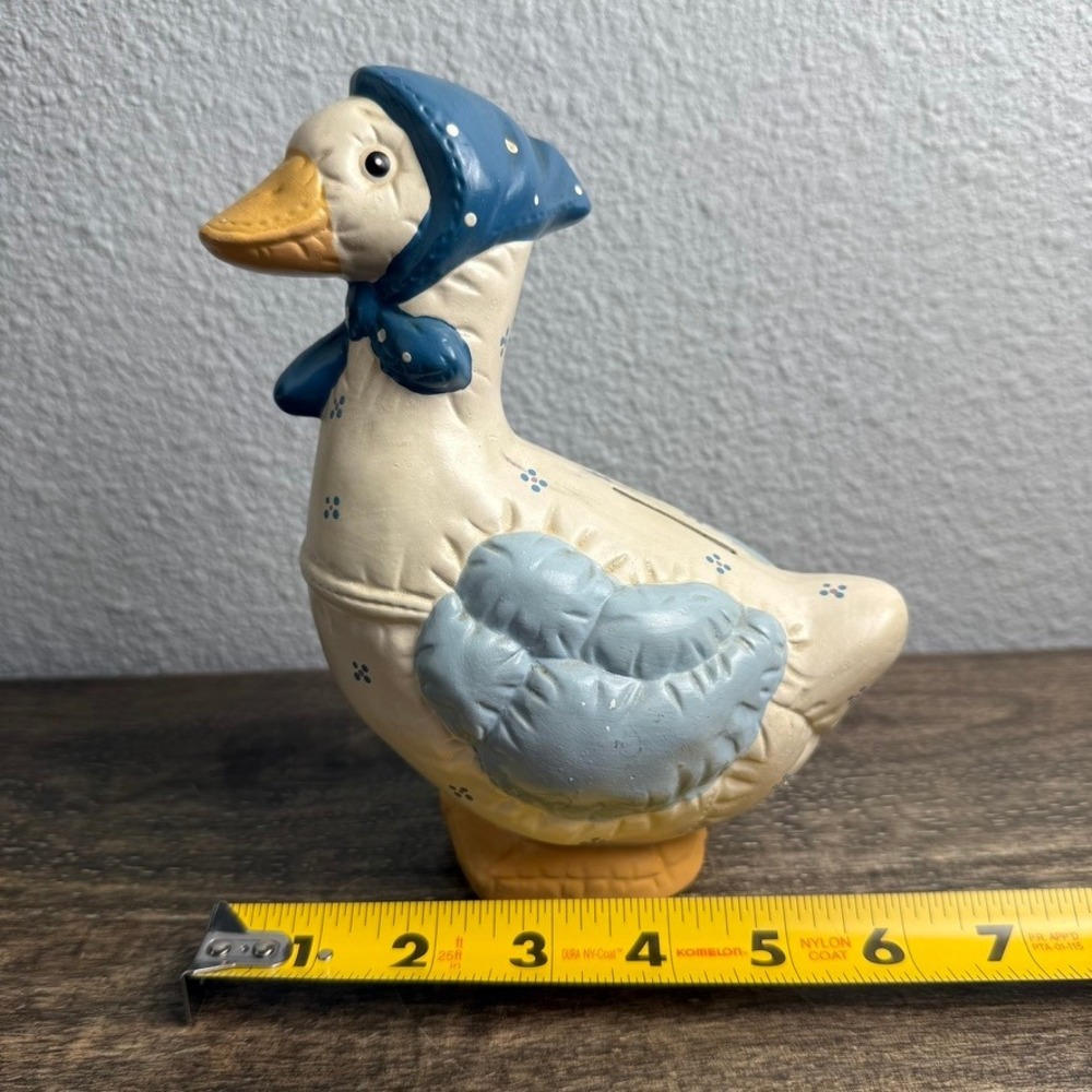Vintage Country Goose Coin Bank Blue Bonnet Farmhouse Cottagecore Decor 8" - Picture 8 of 11